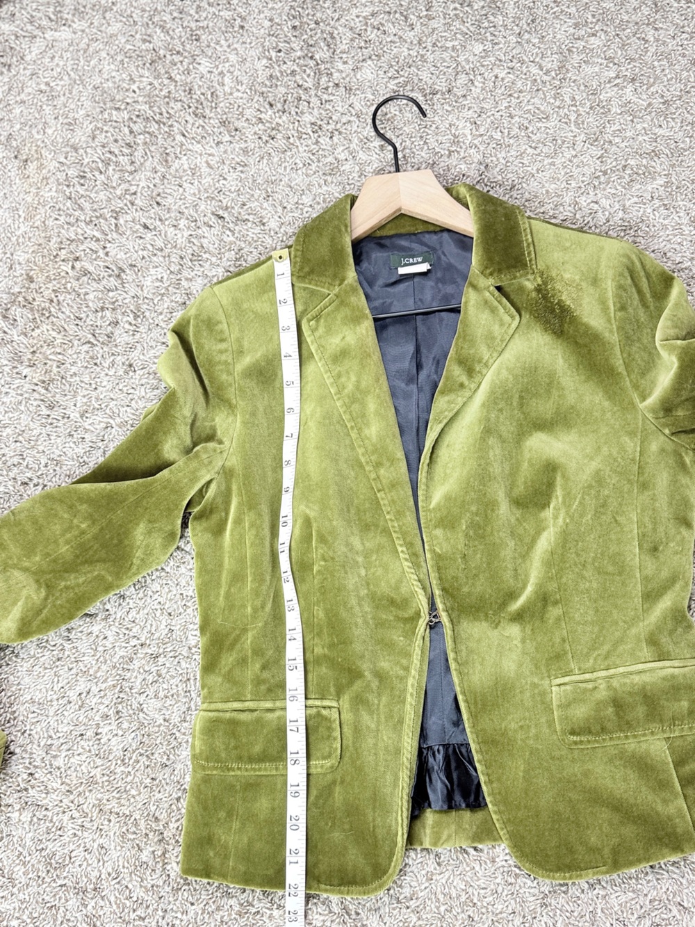 J.Crew Green Velvet Blazer Jacket - Classic Tailored Fit - Picture 4 of 8